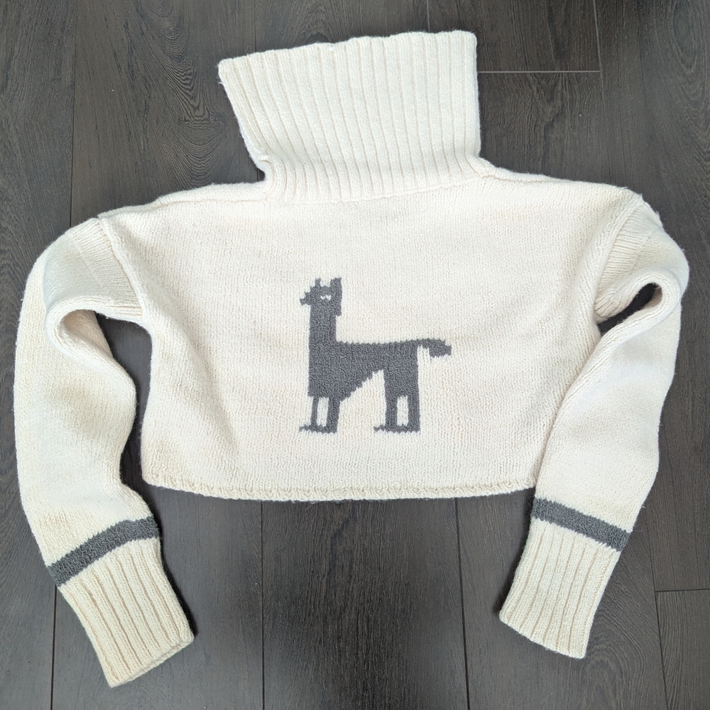 EUC Aritzia Community Cream and Gray Alpaca Turtleneck Sweater